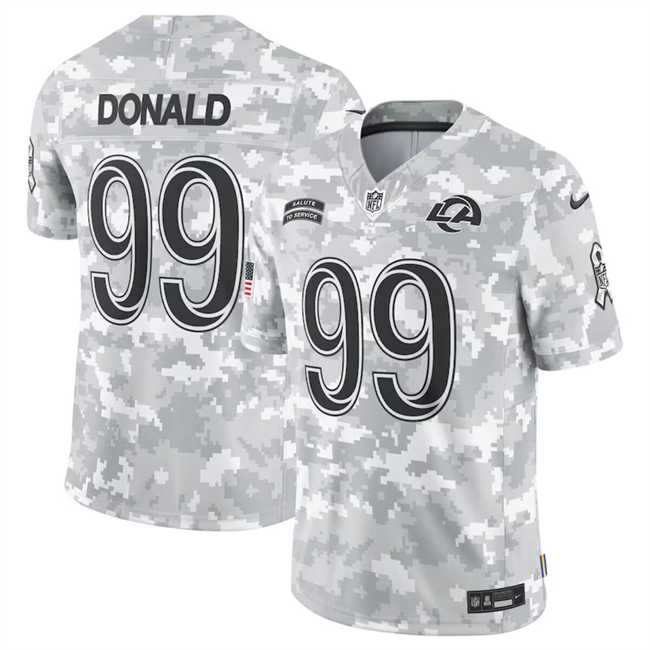 Mens Los Angeles Rams #99 Aaron Donald 2024 Arctic Camo Salute To Service Limited Stitched Jersey Dyin